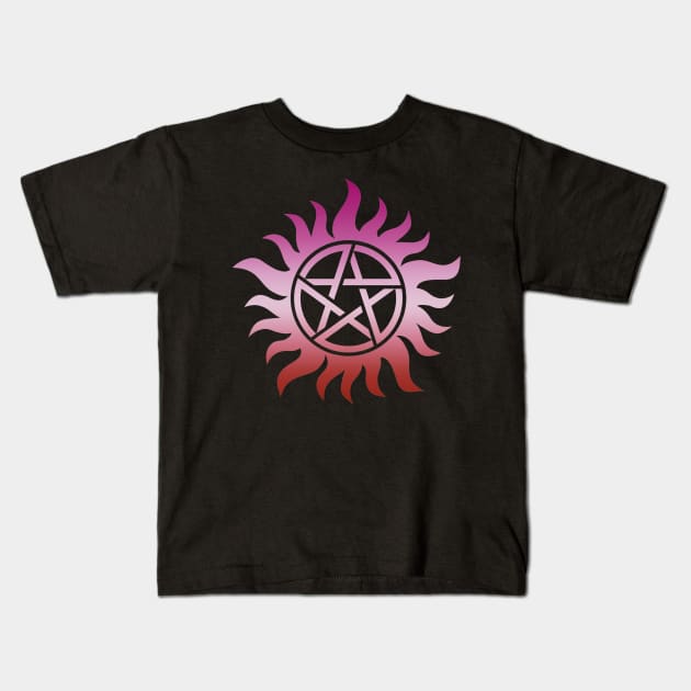 Supernatural Lesbian Pride Kids T-Shirt by AcacianCreations